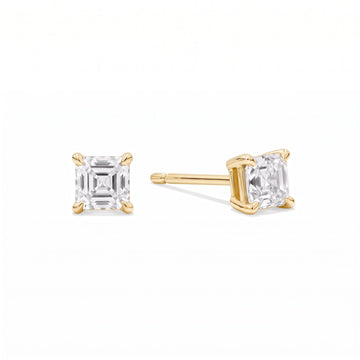 Asscher Cut Diamond Stud Earrings (0.50 ct. tw.) in Gold Vermeil