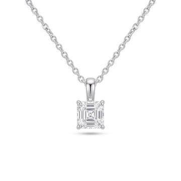 Asscher Cut Lab Diamond Pendant w/ 18" Chain (1 ct. tw.) in Sterling Silver