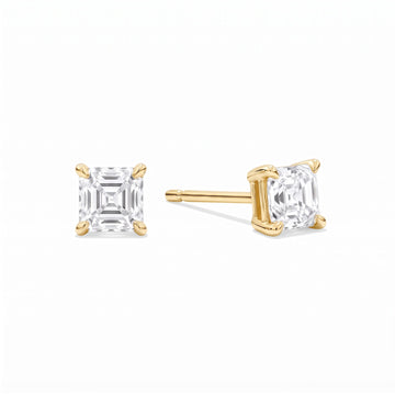 Asscher Cut Diamond Stud Earrings (1 ct. tw.) in Gold Vermeil