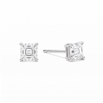 Asscher Cut Diamond Stud Earrings (1 ct. tw.) in Sterling Silver