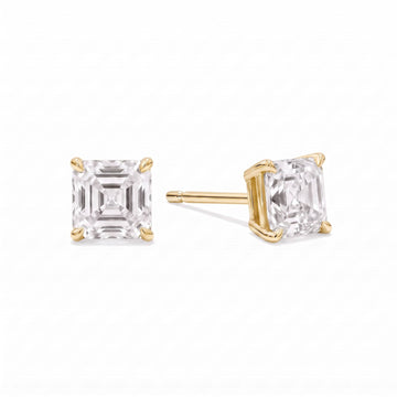 Asscher Cut Diamond Stud Earrings (2 ct. tw.) in Gold Vermeil