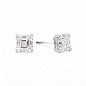 Asscher Cut Diamond Stud Earrings (2 ct. tw.) in Sterling Silver
