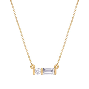 Bea Two Stone Morse Code Pendant Necklace