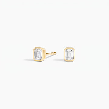 Emerald Cut Bezel Lab Diamond Stud Earrings (0.25 ct. tw.) in Gold Vermeil