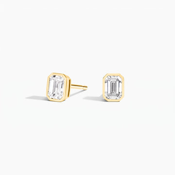 Emerald Cut Bezel Lab Diamond Stud Earrings (0.50 ct. tw.) in Gold Vermeil