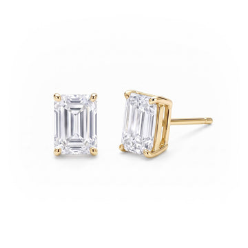 Emerald Cut Diamond Stud Earrings (0.50 ct. tw.) in Gold Vermeil