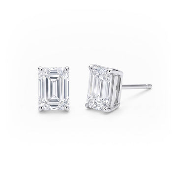 Emerald Cut Diamond Stud Earrings (0.50 ct. tw.) in Sterling Silver