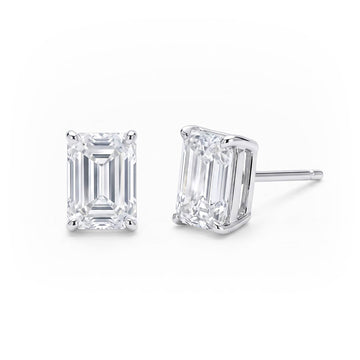 Emerald Cut Diamond Stud Earrings (1.5 ct. tw.) in Sterling Silver
