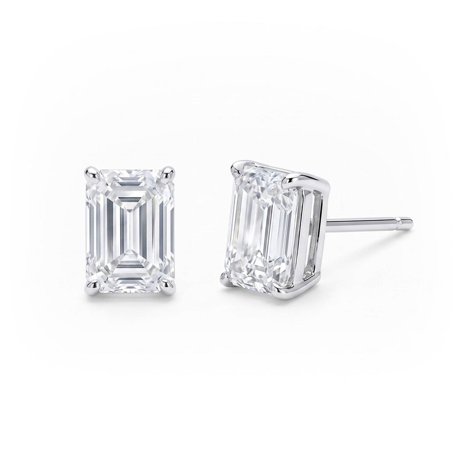 Emerald Cut Diamond Stud Earrings (1.5 ct. tw.) in Sterling Silver