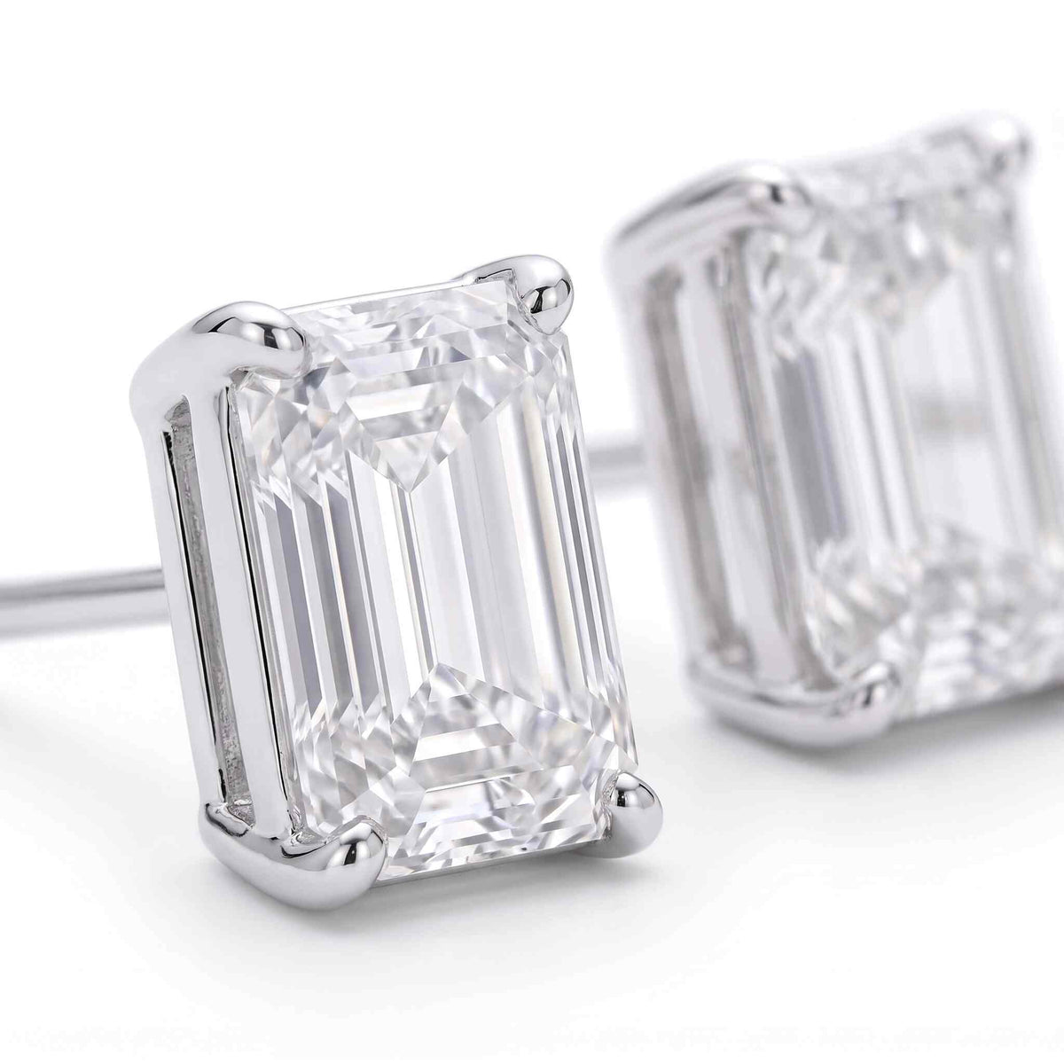 Emerald Cut Diamond Stud Earrings (1.5 ct. tw.) in Sterling Silver