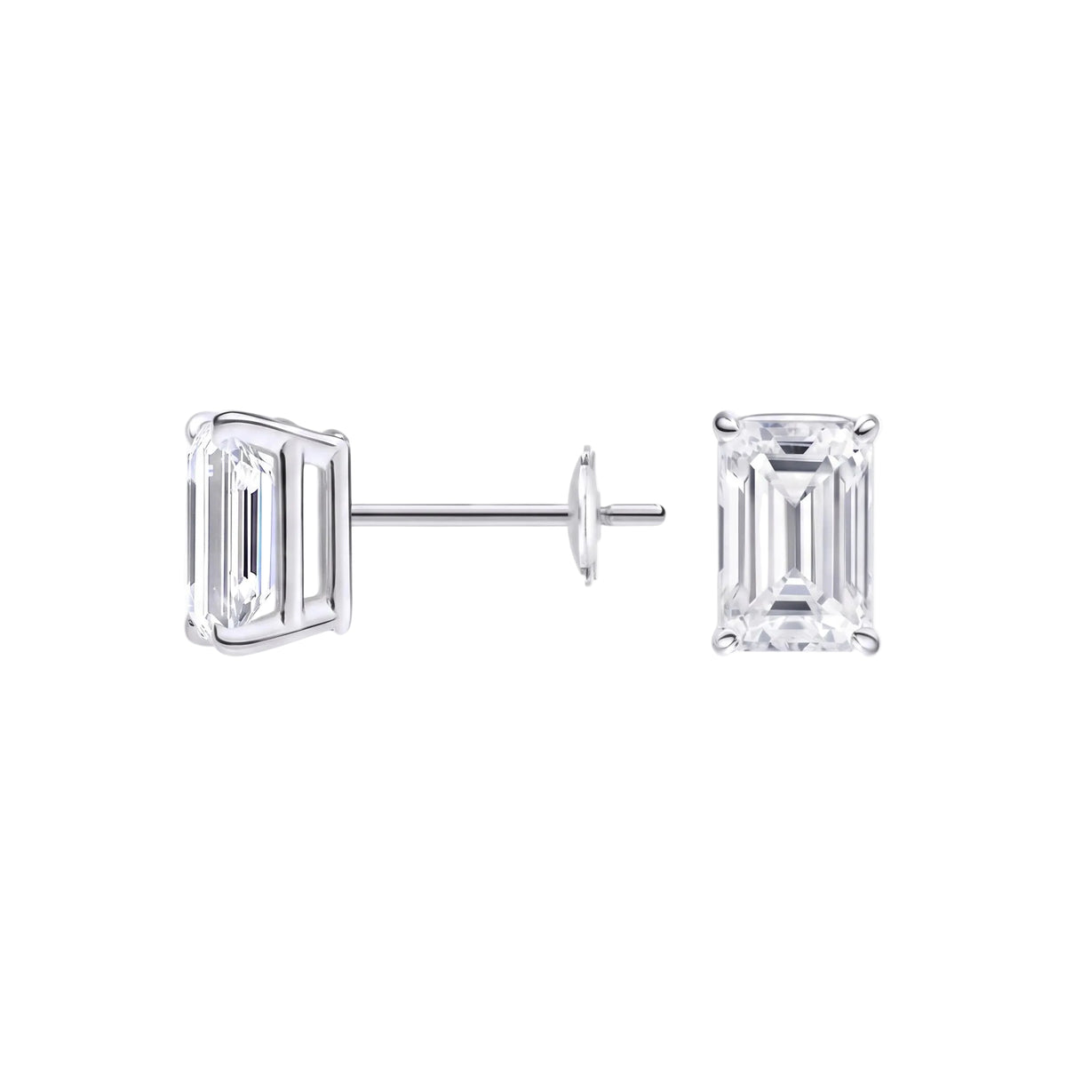 Emerald Cut Diamond Stud Earrings (1.5 ct. tw.) in Sterling Silver
