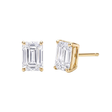 Emerald Cut Diamond Stud Earrings (1 ct. tw.) in Gold Vermeil