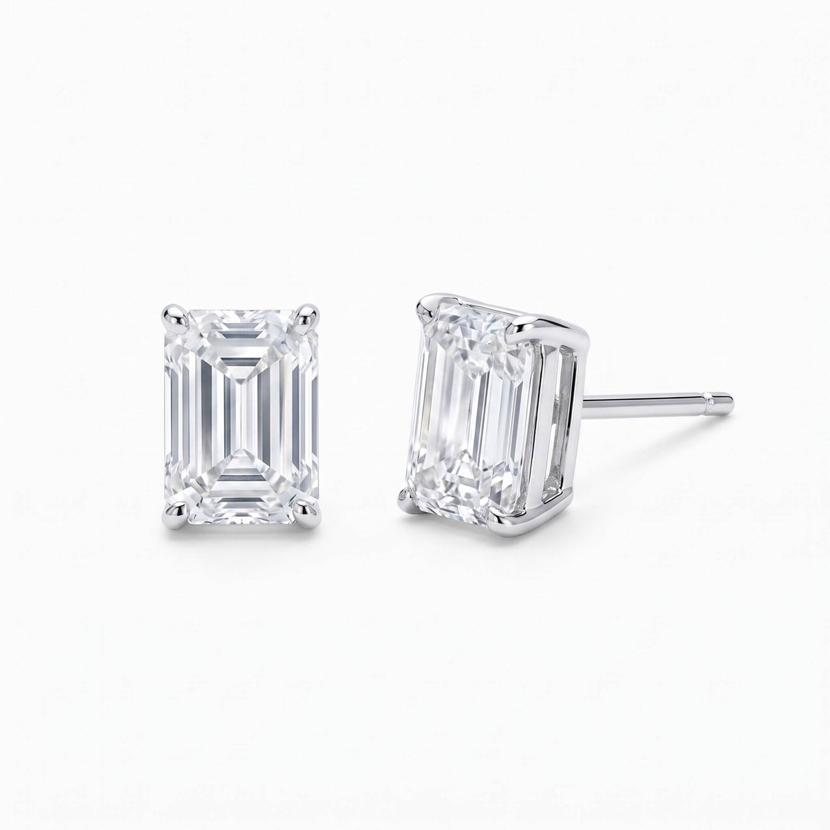Emerald Cut Diamond Stud Earrings (1 ct. tw.) in Sterling Silver