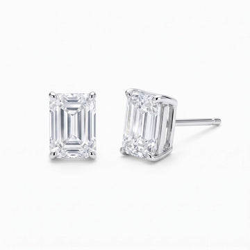 Emerald Cut Diamond Stud Earrings (1 ct. tw.) in Sterling Silver