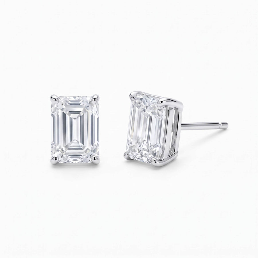 Emerald Cut Diamond Stud Earrings (1 ct. tw.) in Sterling Silver