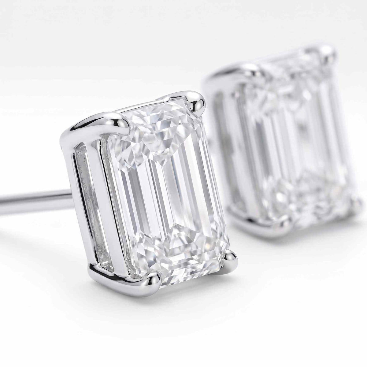 Emerald Cut Diamond Stud Earrings (1 ct. tw.) in Sterling Silver