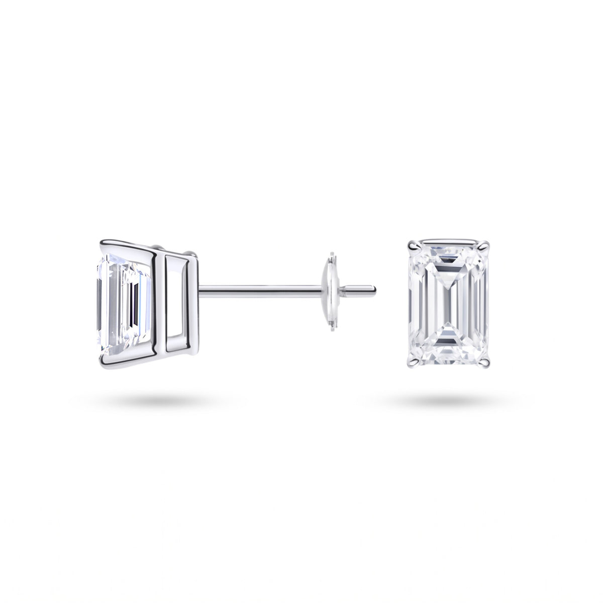 Emerald Cut Diamond Stud Earrings (1 ct. tw.) in Sterling Silver