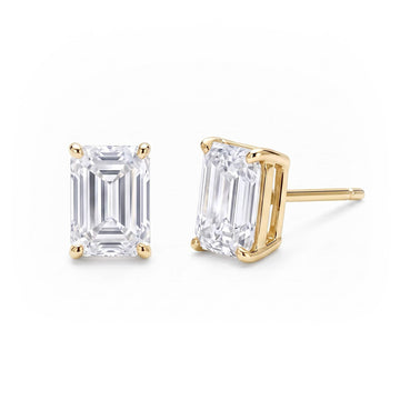 Emerald Cut Diamond Stud Earrings (2 ct. tw.) in Gold Vermeil