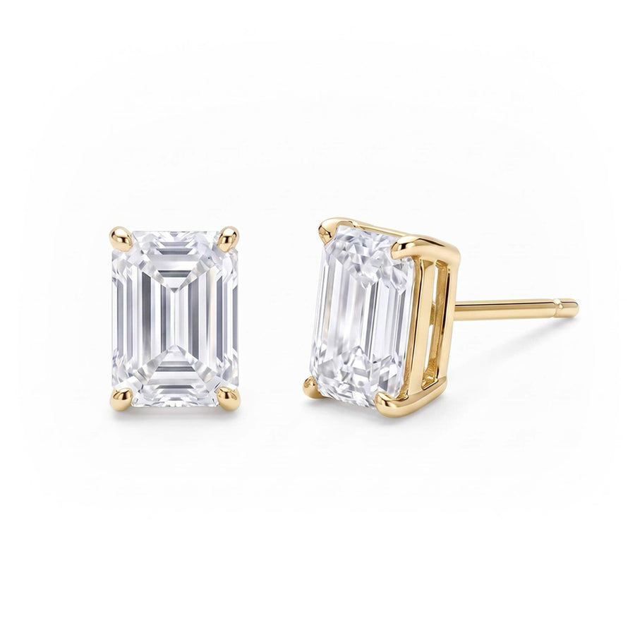 Emerald Cut Diamond Stud Earrings (2 ct. tw.) in Gold Vermeil