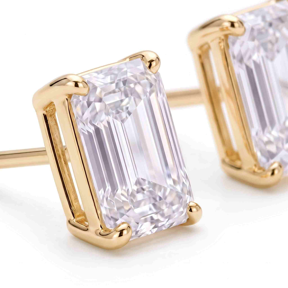 Emerald Cut Diamond Stud Earrings (2 ct. tw.) in Gold Vermeil