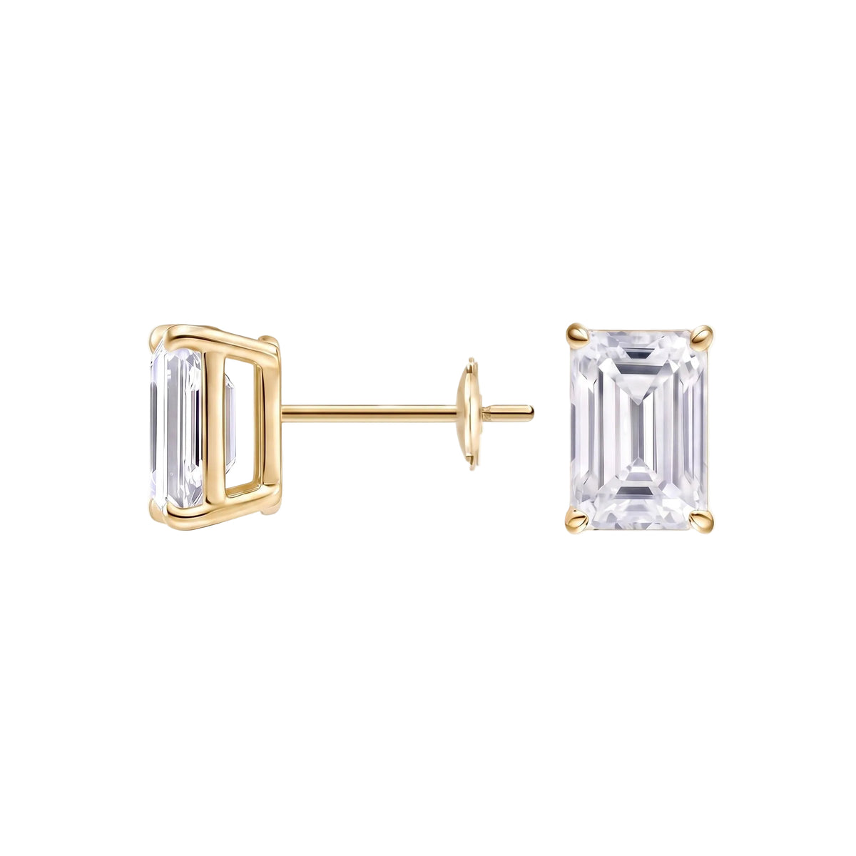 Emerald Cut Diamond Stud Earrings (2 ct. tw.) in Gold Vermeil