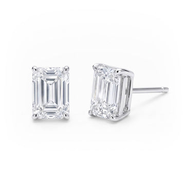 Emerald Cut Diamond Stud Earrings (2 ct. tw.) in Sterling Silver