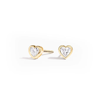 Heart Cut Bezel Lab Diamond Stud Earrings (0.25 ct. tw.) in Gold Vermeil
