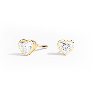Heart Cut Bezel Lab Diamond Stud Earrings (0.50 ct. tw.) in Gold Vermeil