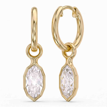 Juniper Bezel Marquise Huggie Earrings