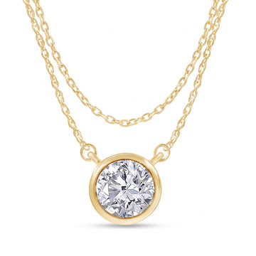Lena Bezel Solitaire Pendant Necklace