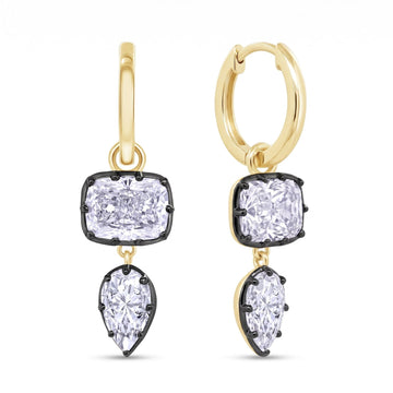 Mira Cushion Drop Huggie Earrings