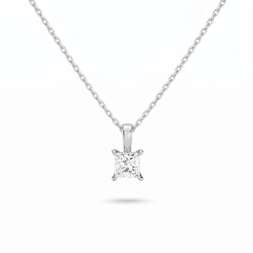 Princess Cut Lab Diamond Pendant w/ 18" Chain