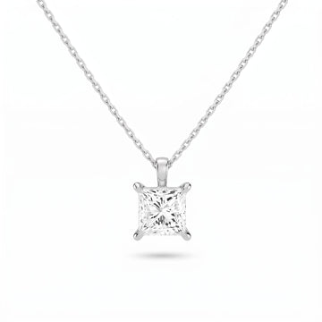 Princess Cut Lab Diamond Pendant w/ 18" Chain (1.5 ct. tw.) in Sterling Silver