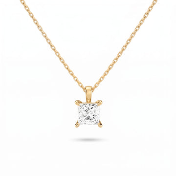 Princess Cut Lab Diamond Pendant w/ 18" Chain (1 ct. tw.) in Gold Vermeil