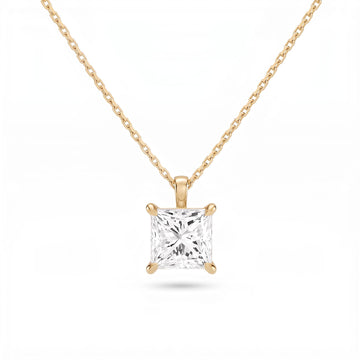 Princess Cut Lab Diamond Pendant w/ 18" Chain (2 ct. tw.) in Gold Vermeil