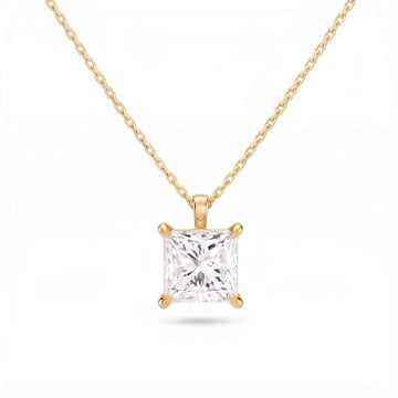 Princess Cut Lab Diamond Pendant w/ 18" Chain (3 ct. tw.) in Gold Vermeil