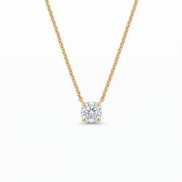 Round Cut Lab Diamond Pendant w/ 18" Chain (0.50 ct. tw.) in Gold Vermeil