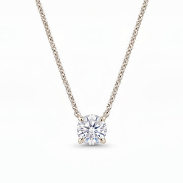 Round Cut Lab Diamond Pendant w/ 18" Chain (1 ct. tw.) in 14K White Gold