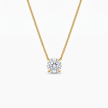 Round Cut Lab Diamond Pendant w/ 18" Chain (1 ct. tw.) in Gold Vermeil