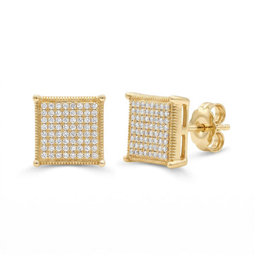 Sable Pavé Square Stud Earrings
