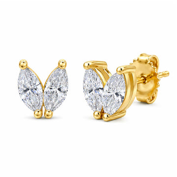 Juliette Marquise Heart Toi et Moi Stud Earrings
