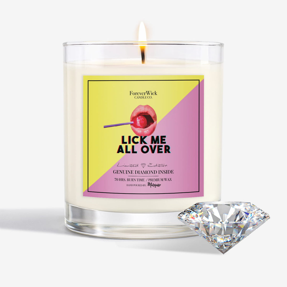 ForeverWick Diamond Candle | Lick Me All Over | Luxury Scented Candle Gift | Real Diamond Inside