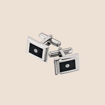 Men's Stainless Steel & Diamond Cuff Links