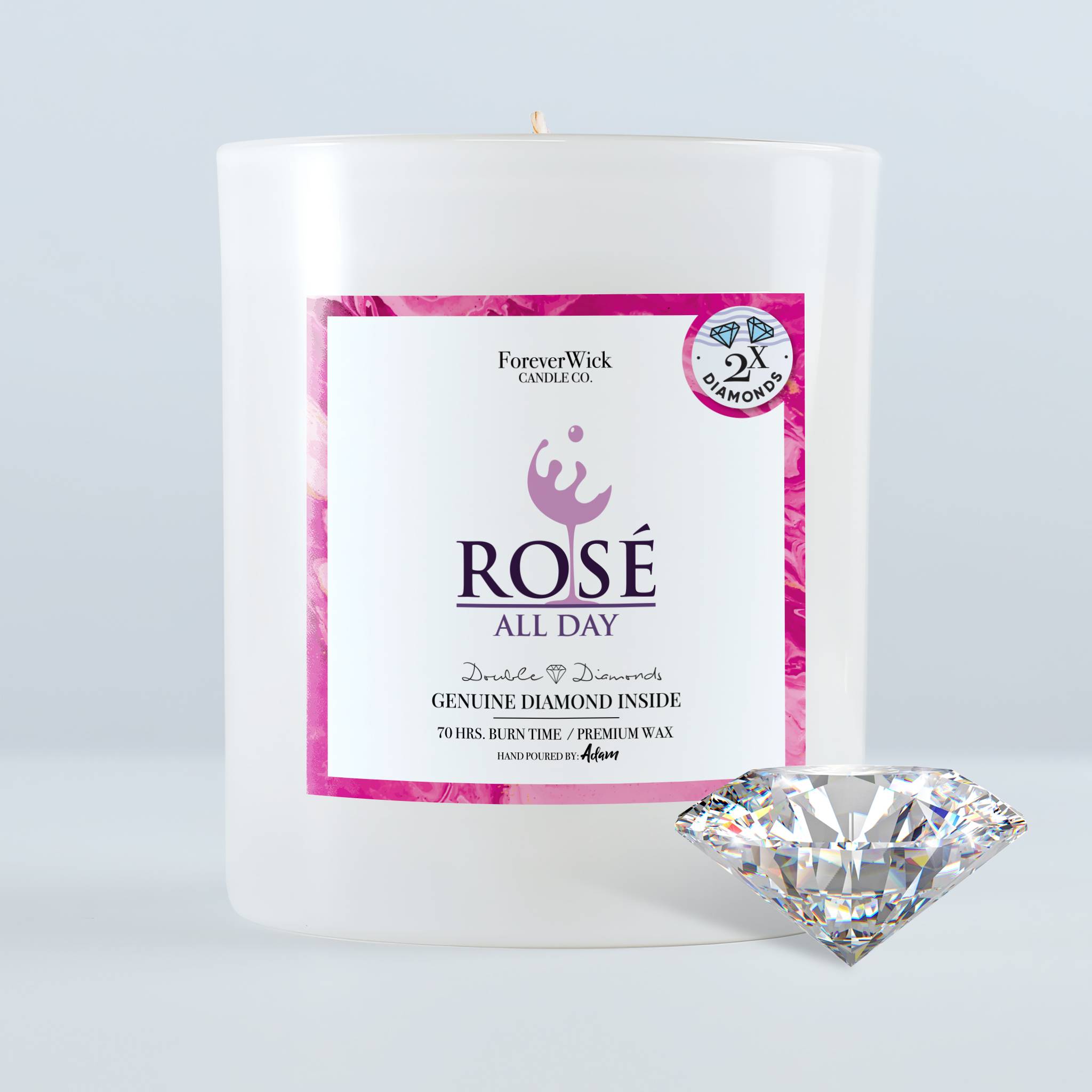 Rosè All Day Double Diamond Candle