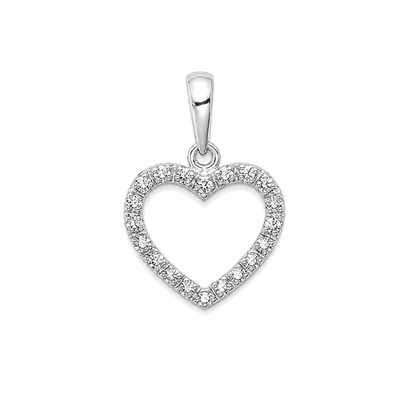 Sterling Silver Diamond Heart Pendant
