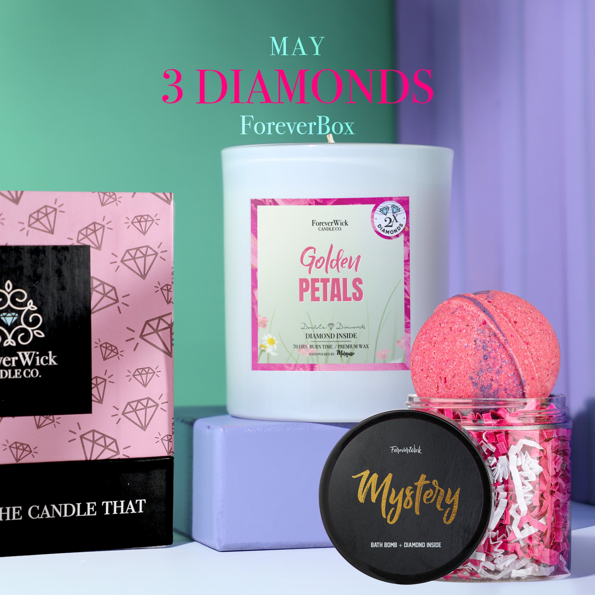 ForeverBox: Double Diamond Candle + Mystery Diamond Bath Bomb