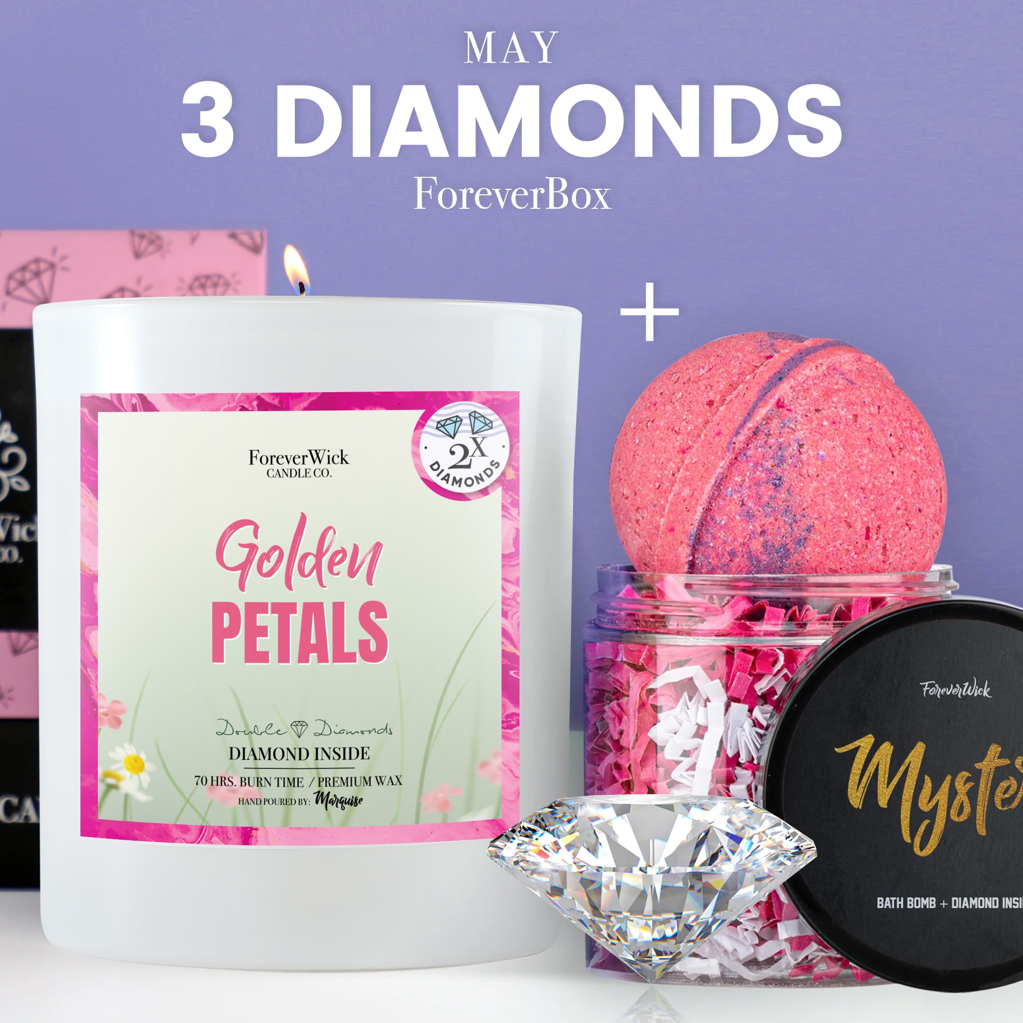ForeverBox: Double Diamond Candle + Mystery Diamond Bath Bomb