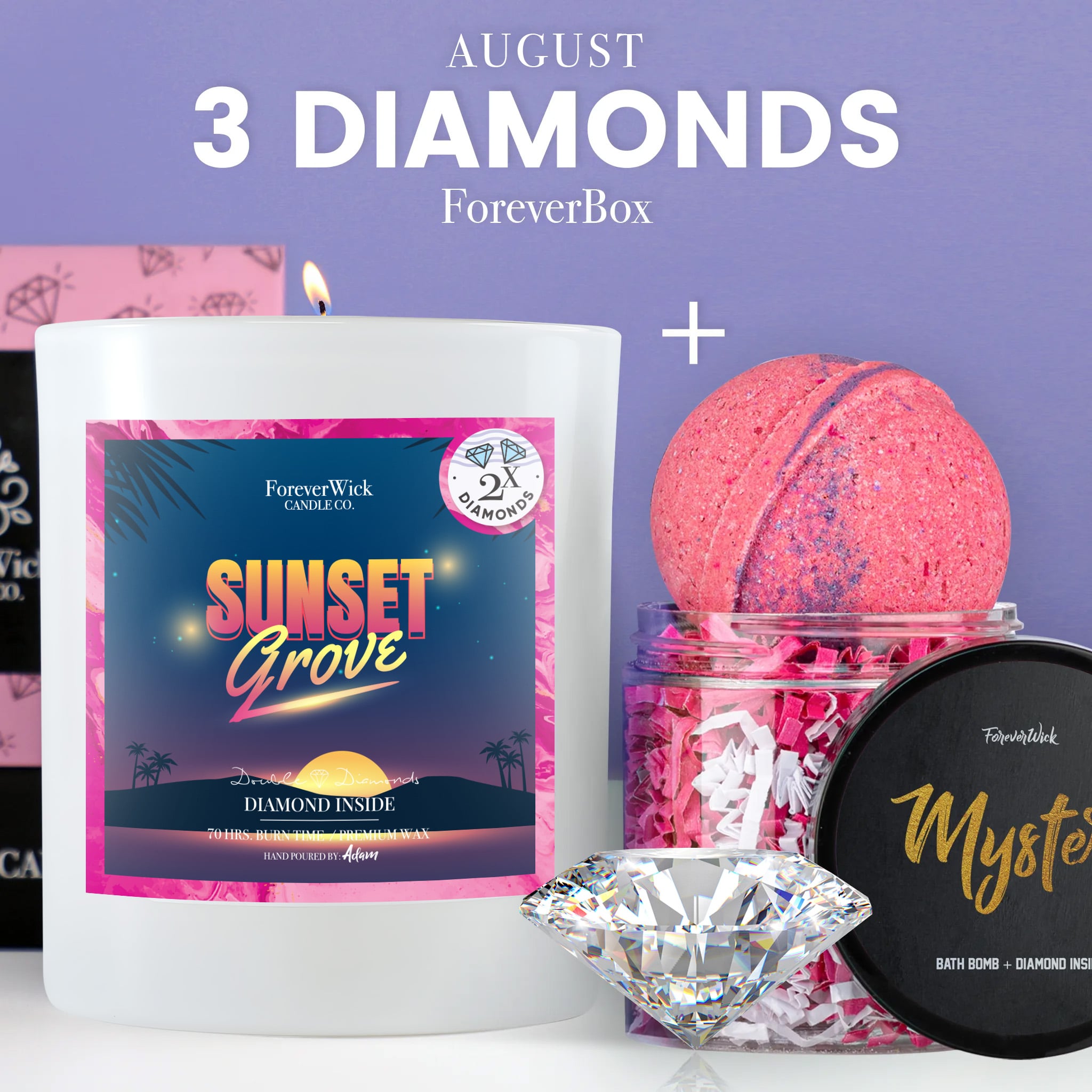 ForeverBox: Double Diamond Candle + Mystery Diamond Bath Bomb