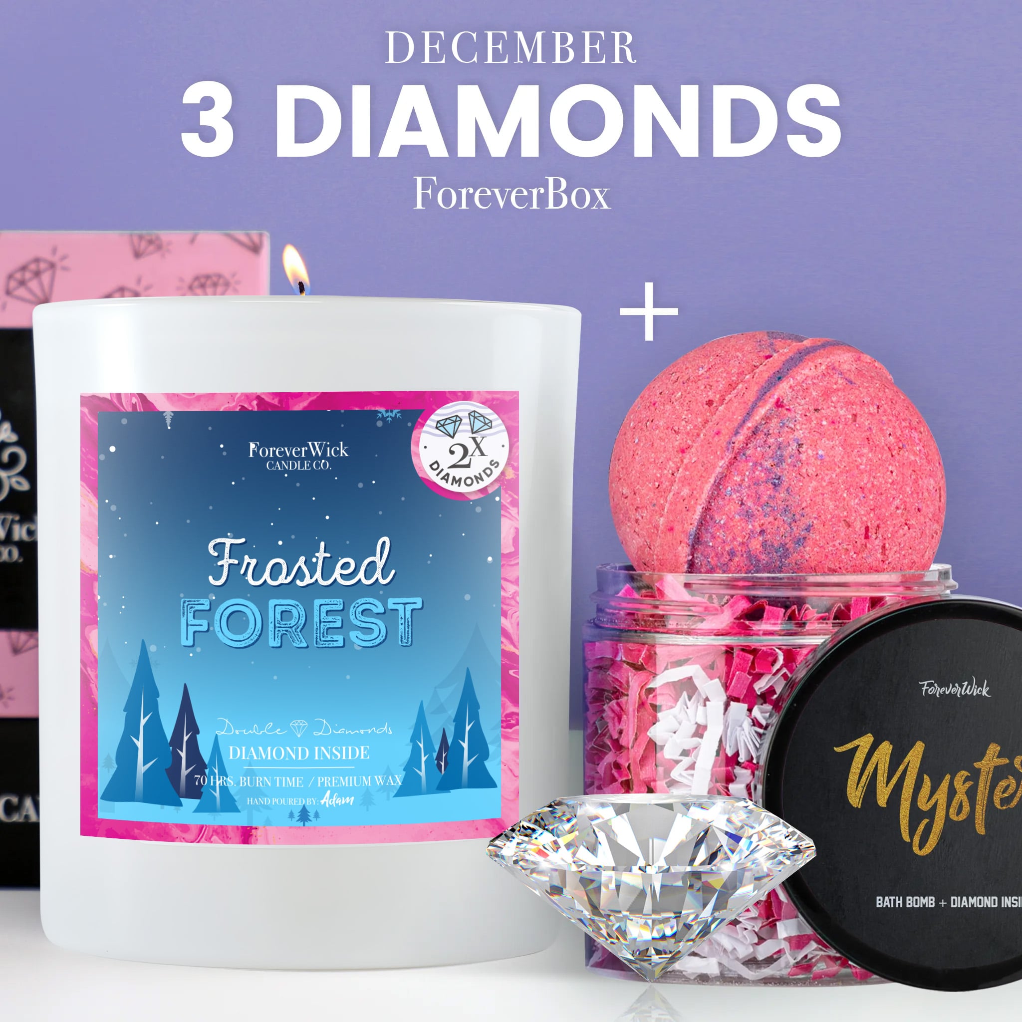 ForeverBox: Double Diamond Candle + Mystery Diamond Bath Bomb