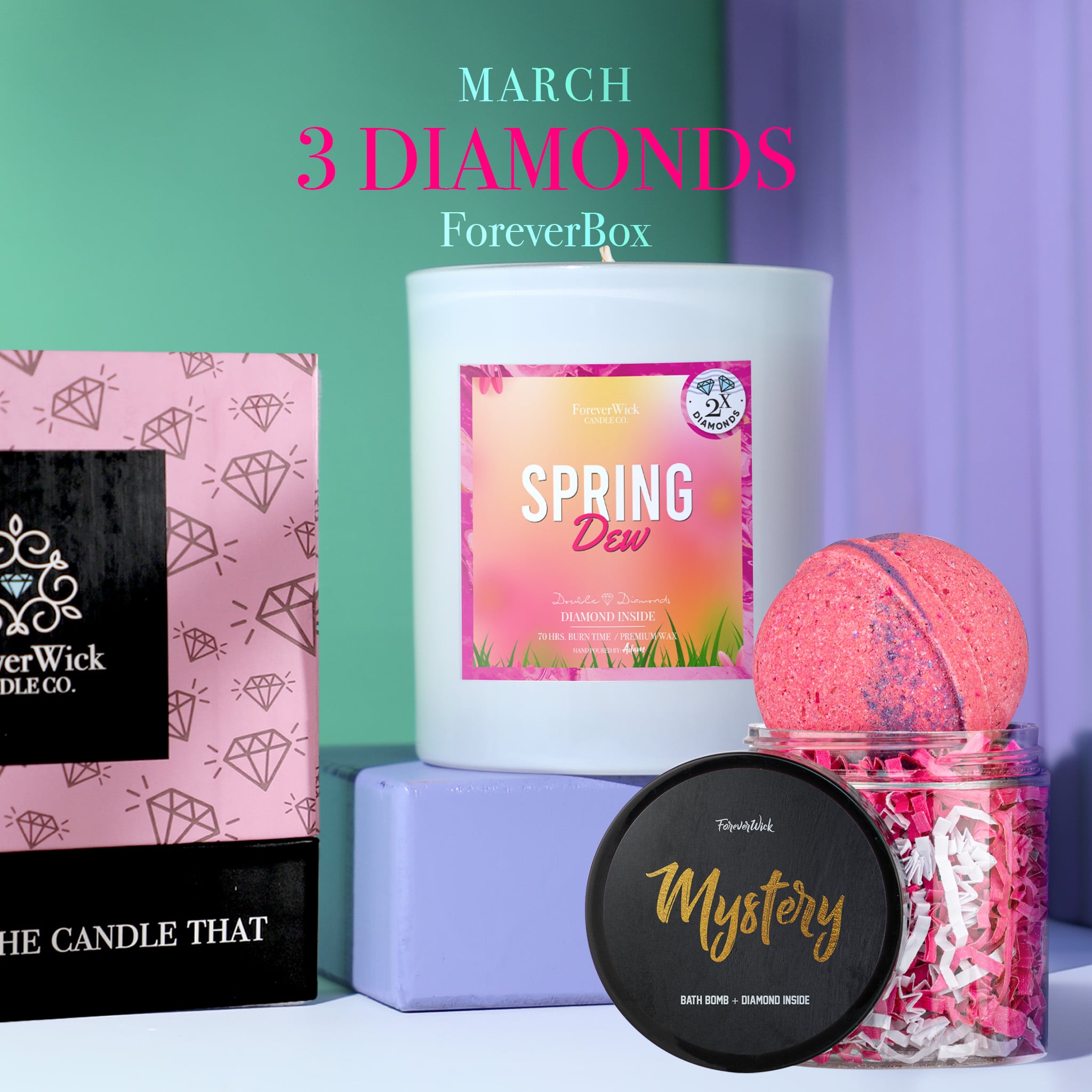 ForeverBox: Double Diamond Candle + Mystery Diamond Bath Bomb